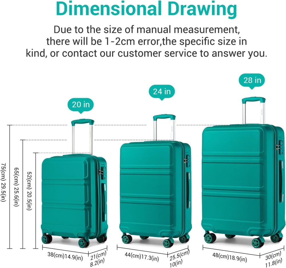 Kono Fashion Hand Luggage Lightweight ABS Hard Shell Trolley Travel Suitcase - Image 121