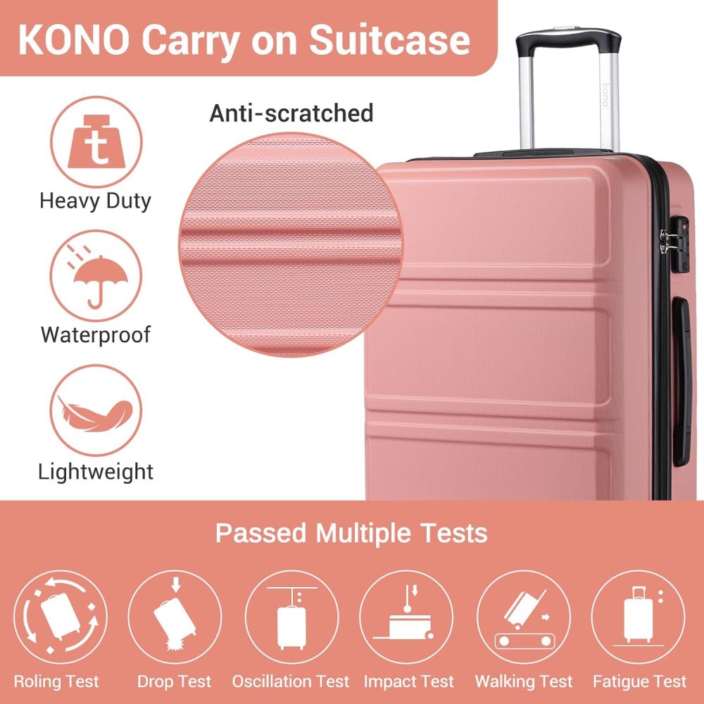 Kono Fashion Hand Luggage Lightweight ABS Hard Shell Trolley Travel Suitcase - Image 37