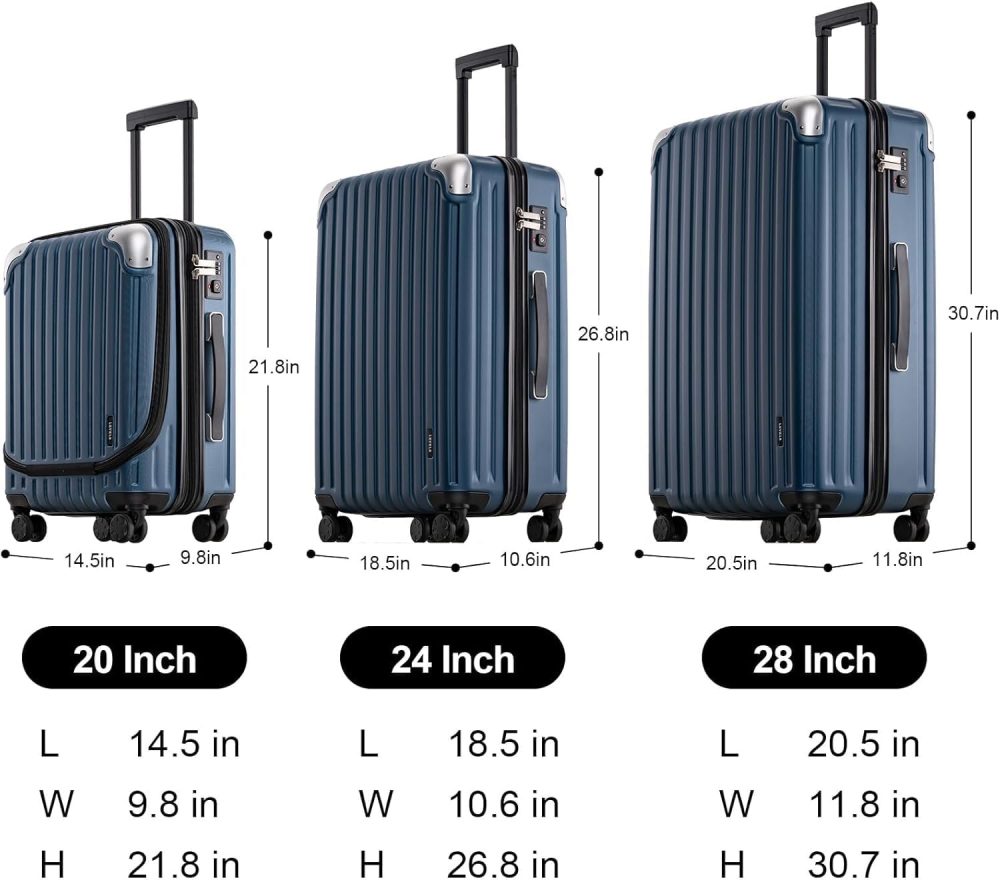 LEVEL8 Carry-on Suitcase 20-Inch with Laptop Compartment, Expandable Hand Luggage Case, ABS+PC Hardshell Spinner Trolley Lightweight 4 Wheels Cabin Size with TSA, Grey - Image 36