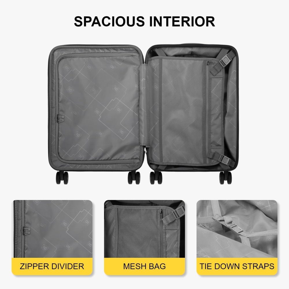 LEVEL8 Carry-on Suitcase 20-Inch with Laptop Compartment, Expandable Hand Luggage Case, ABS+PC Hardshell Spinner Trolley Lightweight 4 Wheels Cabin Size with TSA, Grey - Image 44