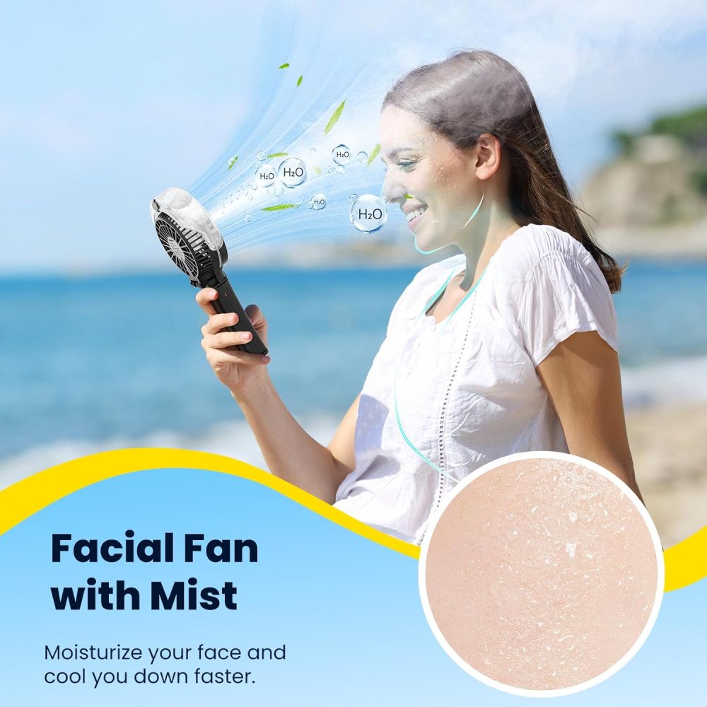 HandFan Upgraded Portable Handheld Misting Fan, Rechargeable Personal Mister Fan, Spray Water Mist Fans, Foldable Mini cooling Hand Fans for Summer Beach Travel Concerts, Gifts for Women(Royal Blue) - Image 75