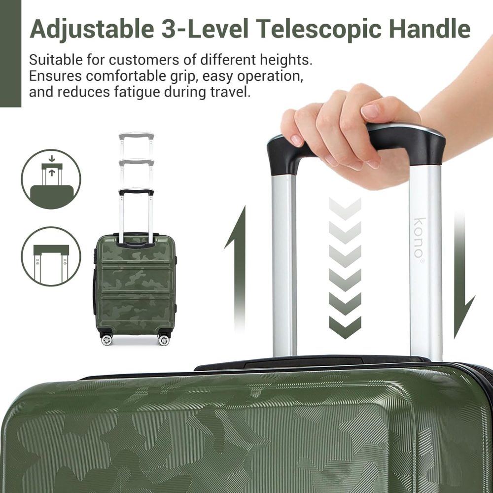 Kono Fashion Hand Luggage Lightweight ABS Hard Shell Trolley Travel Suitcase - Image 54