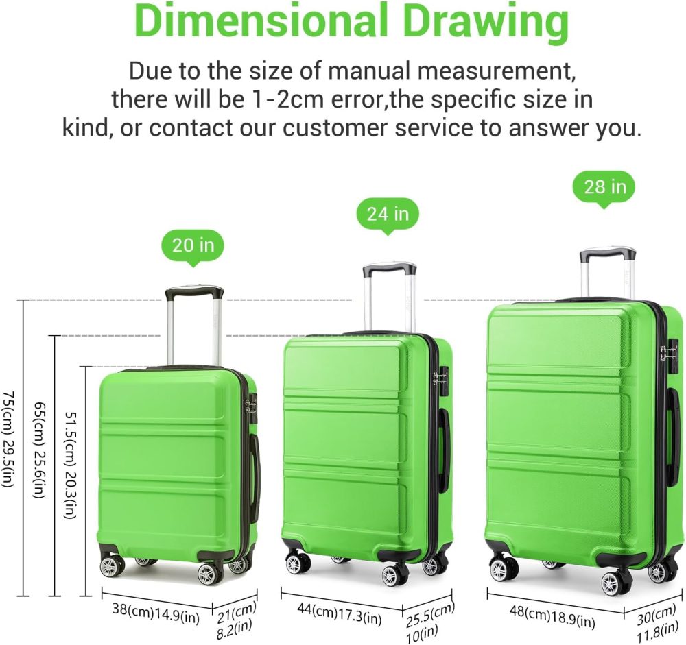 Kono Fashion Hand Luggage Lightweight ABS Hard Shell Trolley Travel Suitcase - Image 27