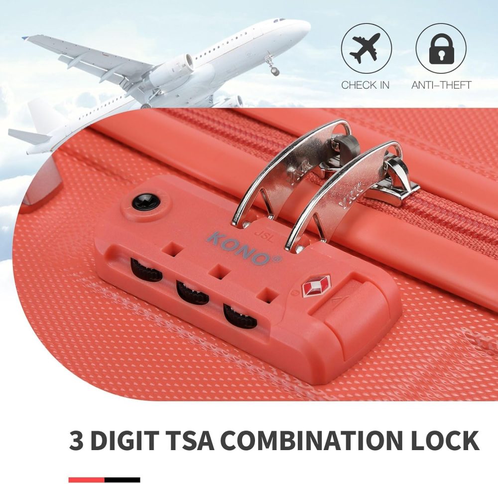 Kono Fashion Hand Luggage Lightweight ABS Hard Shell Trolley Travel Suitcase - Image 130