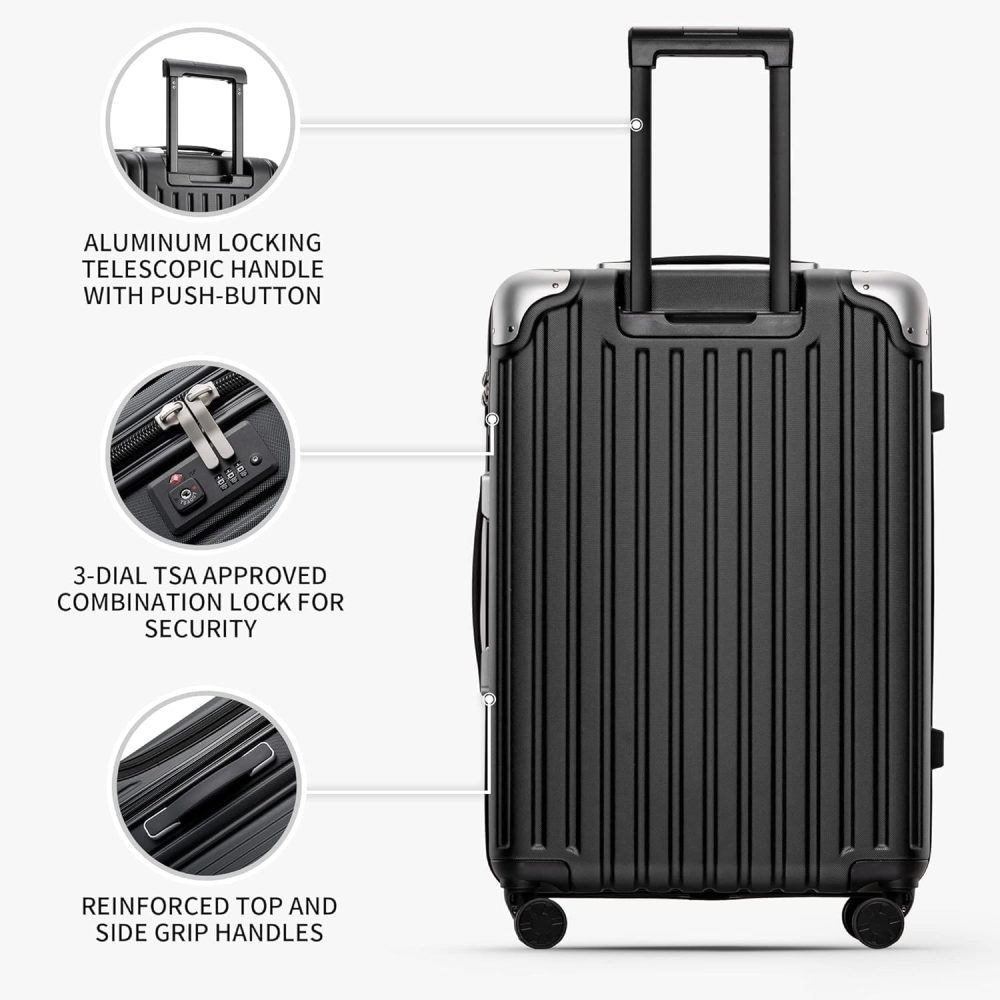 LEVEL8 Carry-on Suitcase 20-Inch with Laptop Compartment, Expandable Hand Luggage Case, ABS+PC Hardshell Spinner Trolley Lightweight 4 Wheels Cabin Size with TSA, Grey - Image 10