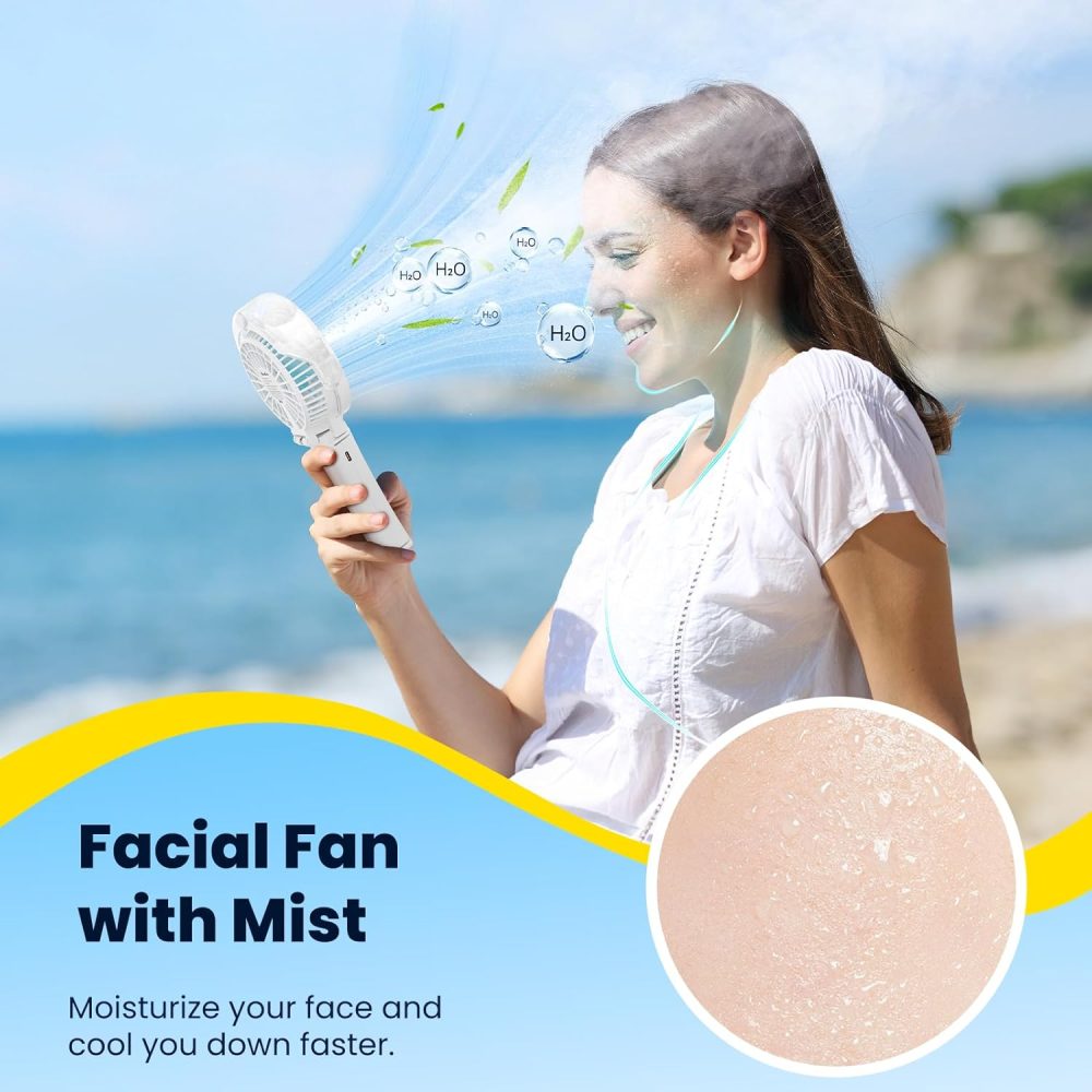 HandFan Upgraded Portable Handheld Misting Fan, Rechargeable Personal Mister Fan, Spray Water Mist Fans, Foldable Mini cooling Hand Fans for Summer Beach Travel Concerts, Gifts for Women(Royal Blue) - Image 33
