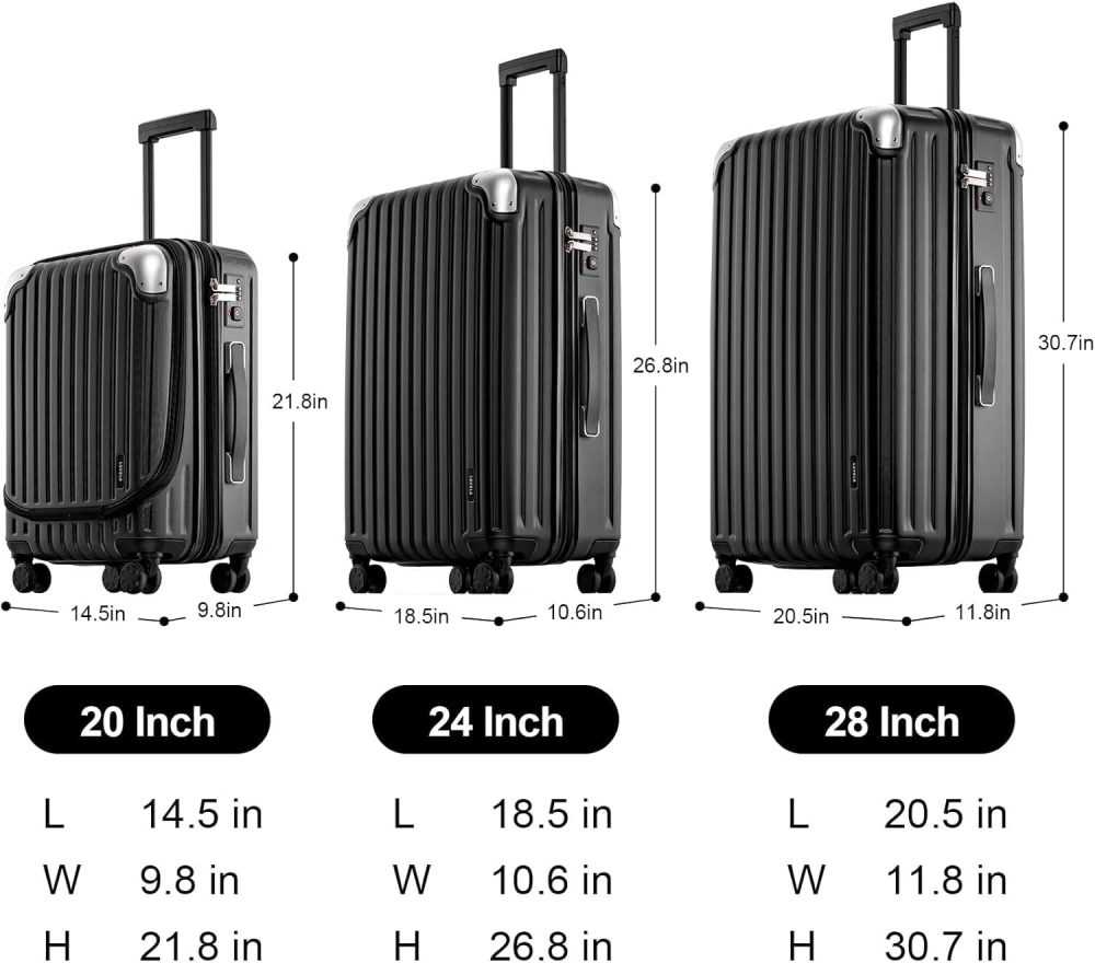 LEVEL8 Carry-on Suitcase 20-Inch with Laptop Compartment, Expandable Hand Luggage Case, ABS+PC Hardshell Spinner Trolley Lightweight 4 Wheels Cabin Size with TSA, Grey - Image 5