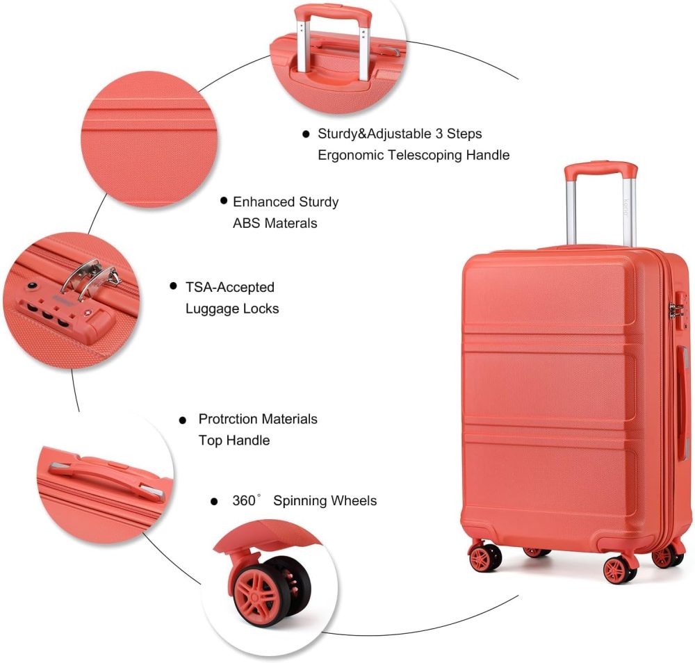 Kono Fashion Hand Luggage Lightweight ABS Hard Shell Trolley Travel Suitcase - Image 129