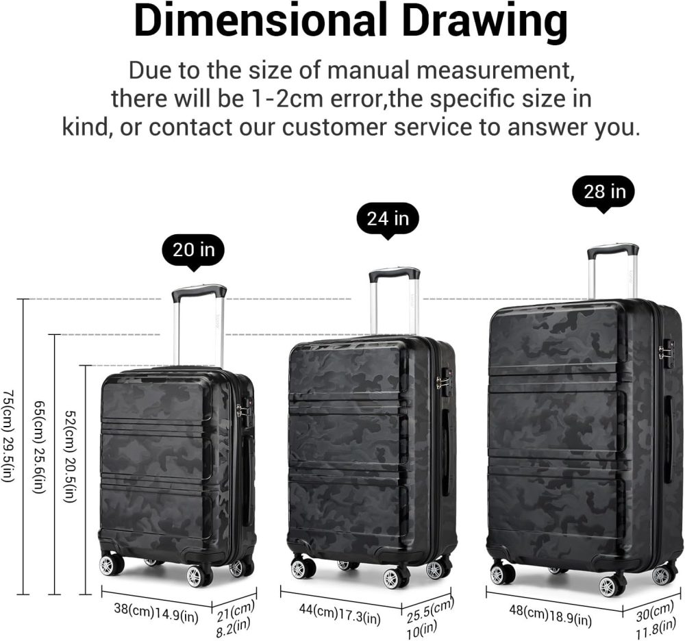 Kono Fashion Hand Luggage Lightweight ABS Hard Shell Trolley Travel Suitcase - Image 57