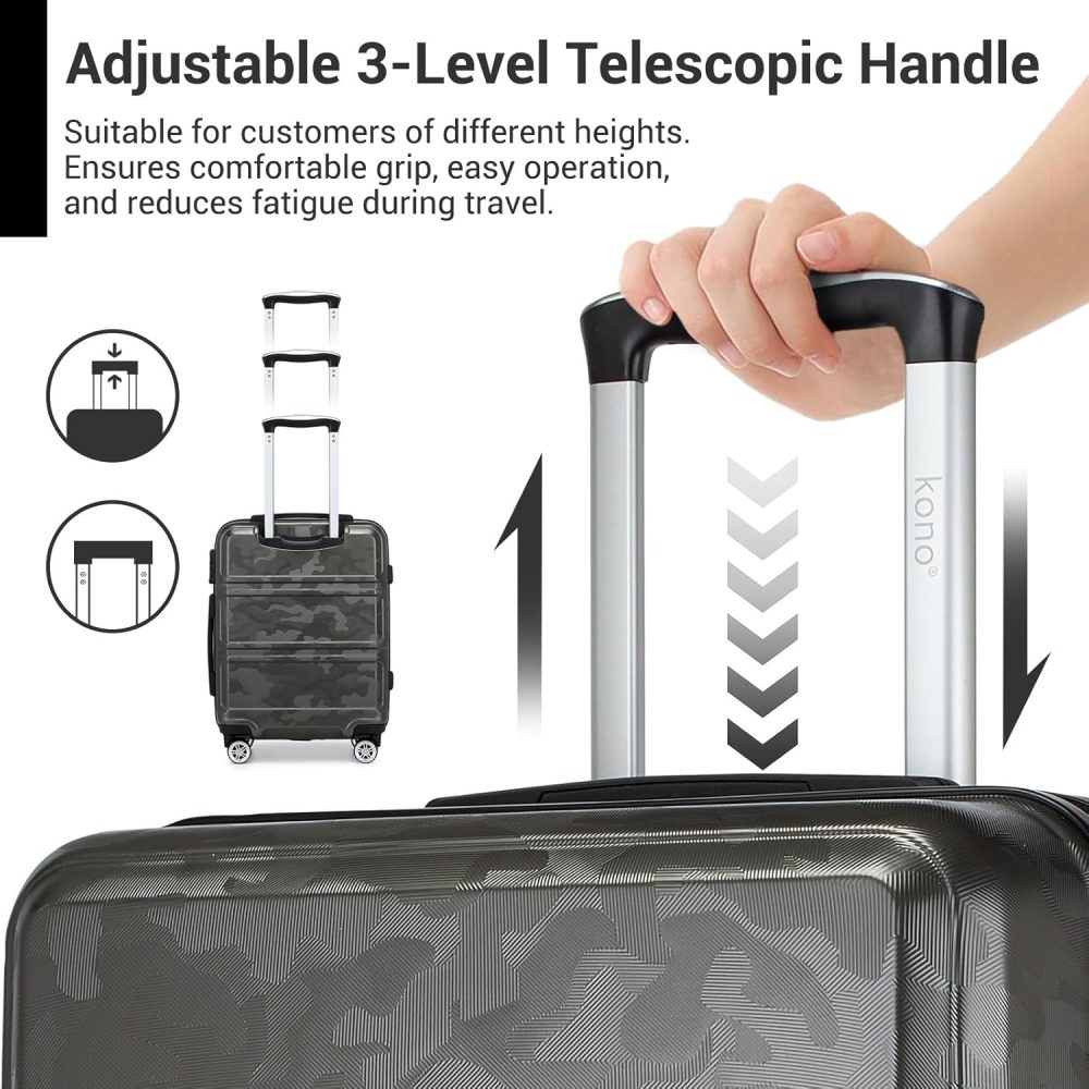 Kono Fashion Hand Luggage Lightweight ABS Hard Shell Trolley Travel Suitcase - Image 13