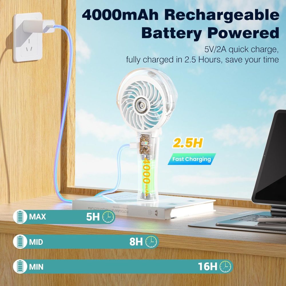 HandFan Upgraded Portable Handheld Misting Fan, Rechargeable Personal Mister Fan, Spray Water Mist Fans, Foldable Mini cooling Hand Fans for Summer Beach Travel Concerts, Gifts for Women(Royal Blue) - Image 27