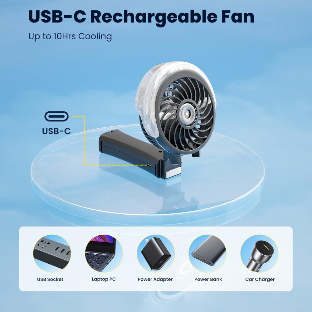 HandFan Upgraded Portable Handheld Misting Fan, Rechargeable Personal Mister Fan, Spray Water Mist Fans, Foldable Mini cooling Hand Fans for Summer Beach Travel Concerts, Gifts for Women(Royal Blue) - Image 77