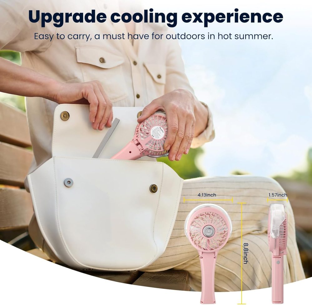 HandFan Upgraded Portable Handheld Misting Fan, Rechargeable Personal Mister Fan, Spray Water Mist Fans, Foldable Mini cooling Hand Fans for Summer Beach Travel Concerts, Gifts for Women(Royal Blue) - Image 16