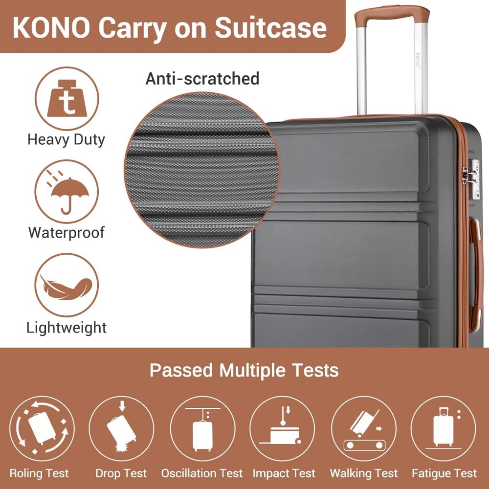 Kono Fashion Hand Luggage Lightweight ABS Hard Shell Trolley Travel Suitcase - Image 107