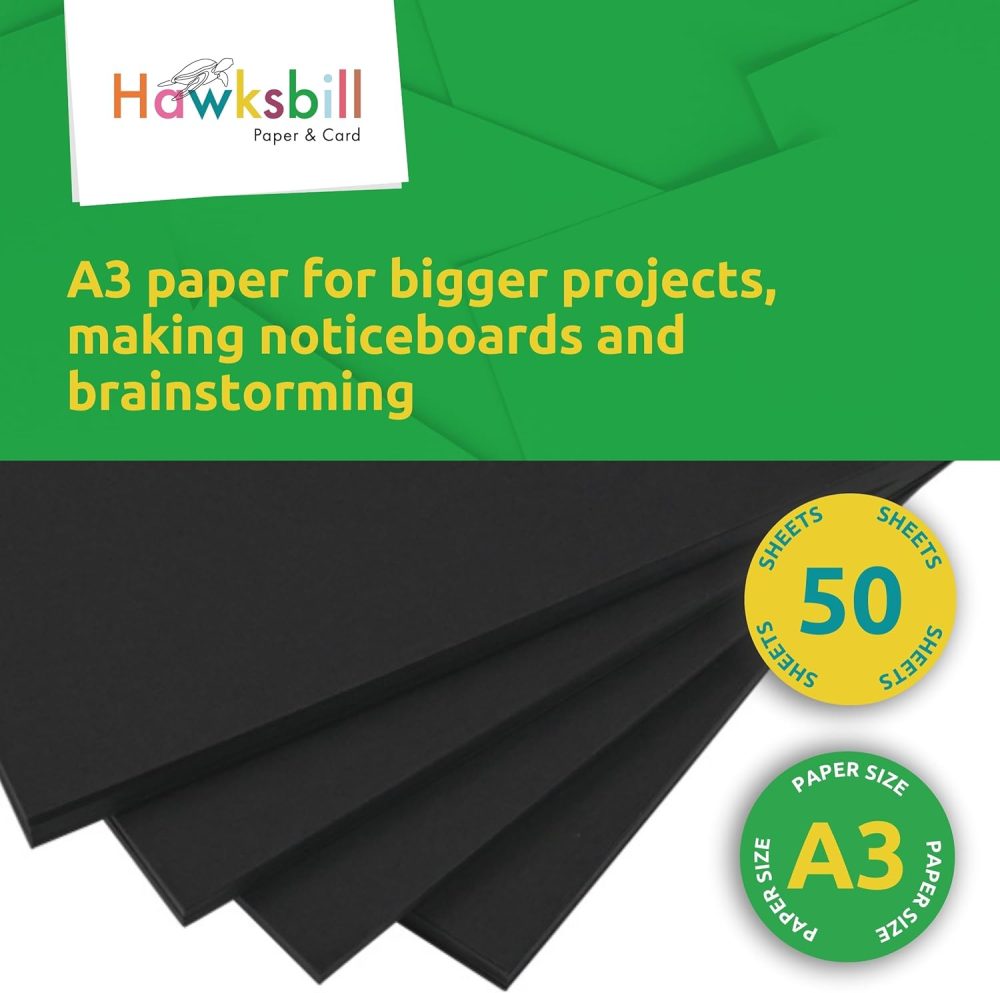 Hawksbill 220GSM A4 Multi-Purpose Black Card – 50 Pack of Thick Premium Smooth & Crisp Black A4 Card for Making Stationery Home or Office Use and Arts or Crafts - Image 36