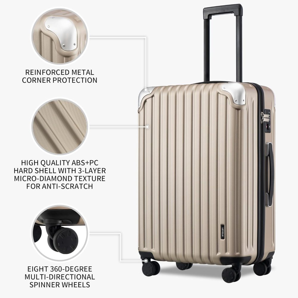 LEVEL8 Carry-on Suitcase 20-Inch with Laptop Compartment, Expandable Hand Luggage Case, ABS+PC Hardshell Spinner Trolley Lightweight 4 Wheels Cabin Size with TSA, Grey - Image 80