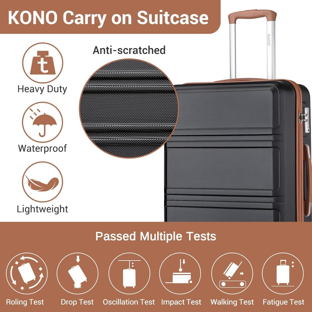 Kono Fashion Hand Luggage Lightweight ABS Hard Shell Trolley Travel Suitcase - Image 114