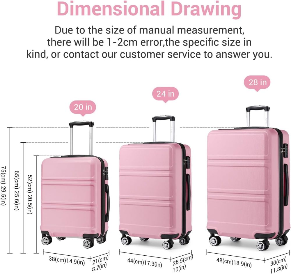 Kono Fashion Hand Luggage Lightweight ABS Hard Shell Trolley Travel Suitcase - Image 74