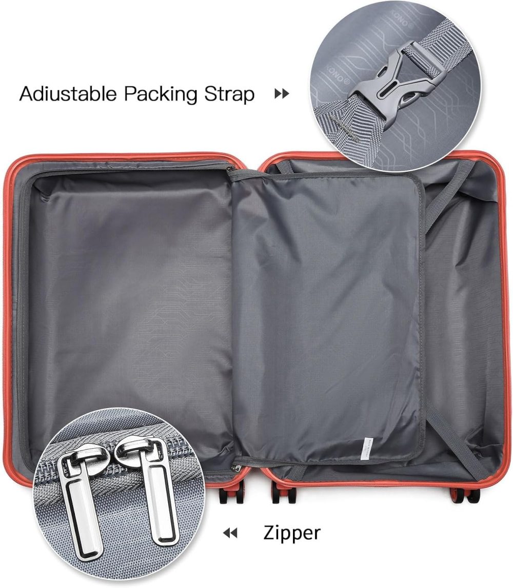 Kono Fashion Hand Luggage Lightweight ABS Hard Shell Trolley Travel Suitcase - Image 132