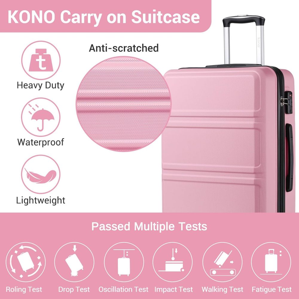 Kono Fashion Hand Luggage Lightweight ABS Hard Shell Trolley Travel Suitcase - Image 76