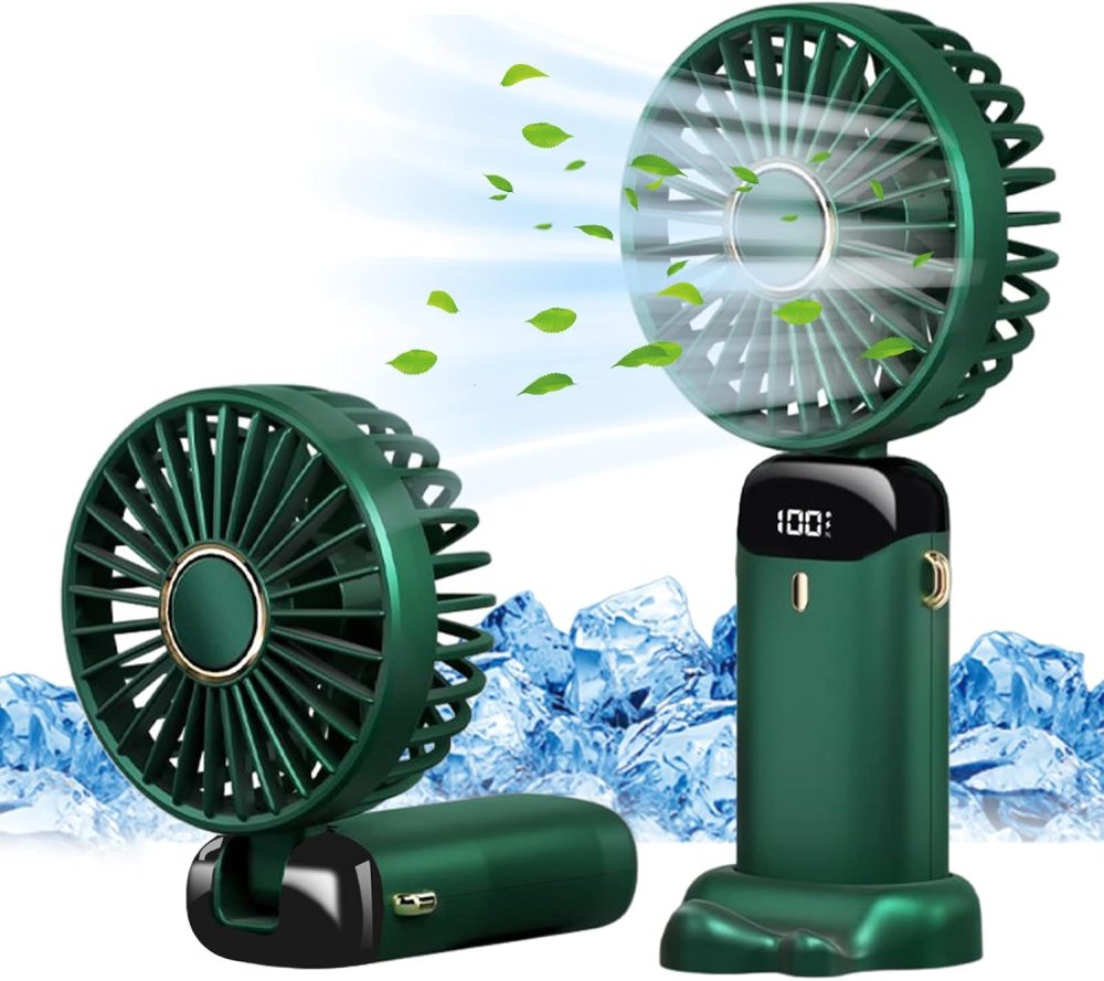 Jsdoin Hand Held Fan,Portable Handheld USB Rechargeable Fans with 5 Speeds,Battery Operated Mini Fan Foldable Desk Desktop Fans with LED Display for Home Office Bedroom Outdoor Travel (DarkBlue) - Image 29
