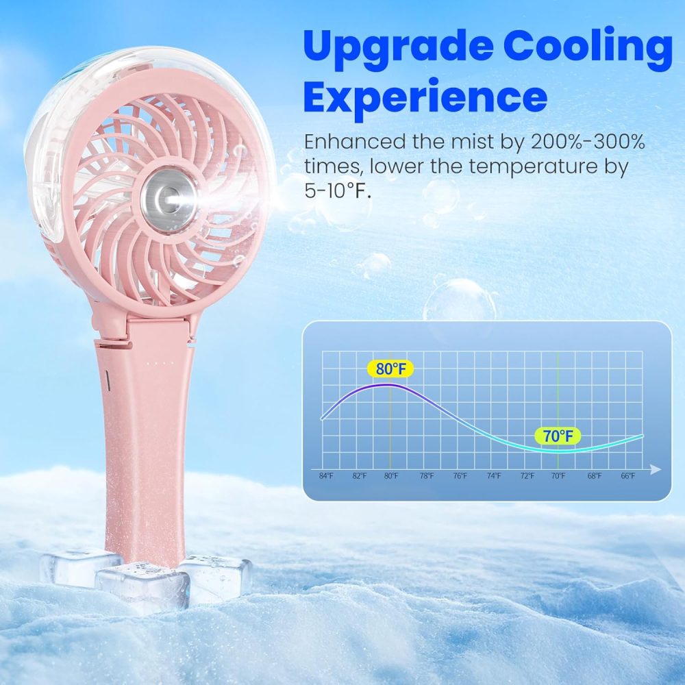 HandFan Upgraded Portable Handheld Misting Fan, Rechargeable Personal Mister Fan, Spray Water Mist Fans, Foldable Mini cooling Hand Fans for Summer Beach Travel Concerts, Gifts for Women(Royal Blue) - Image 59