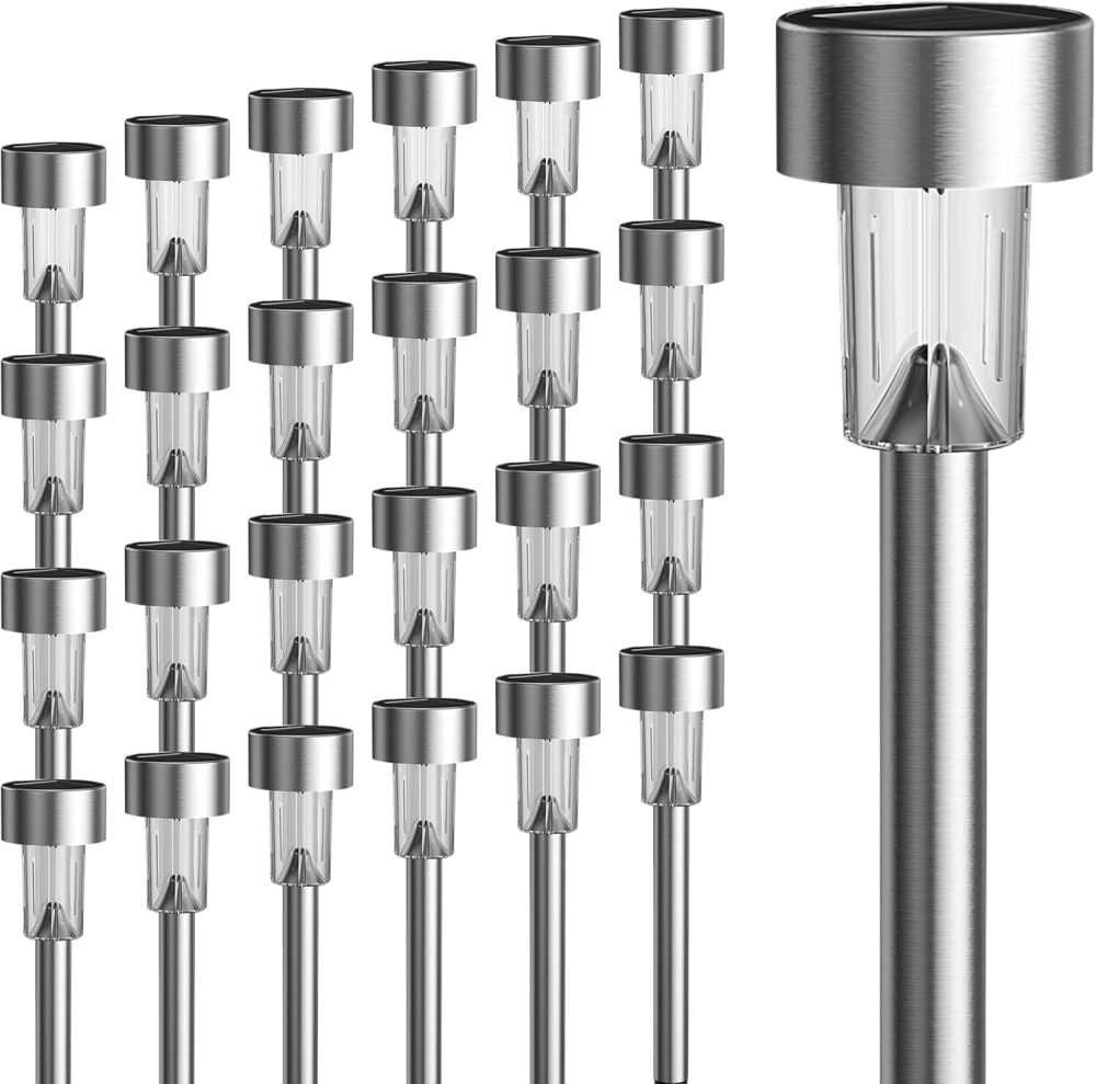 GIGALUMI Solar Lights Outdoor Garden Waterproof,12 Pack,Stainless Steel LED Solar Garden Lights for Patio, Lawn, Yard and Landscape Decor, Cold White - Image 16