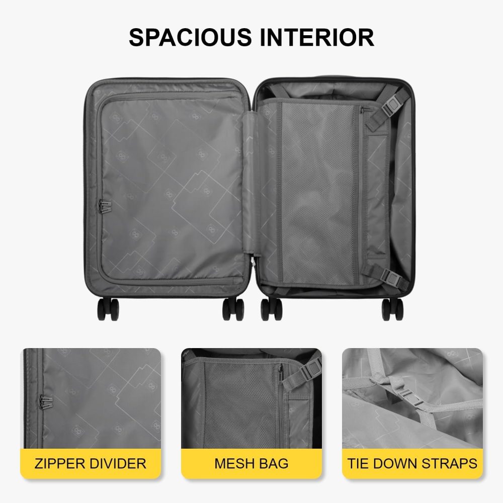 LEVEL8 Carry-on Suitcase 20-Inch with Laptop Compartment, Expandable Hand Luggage Case, ABS+PC Hardshell Spinner Trolley Lightweight 4 Wheels Cabin Size with TSA, Grey - Image 21
