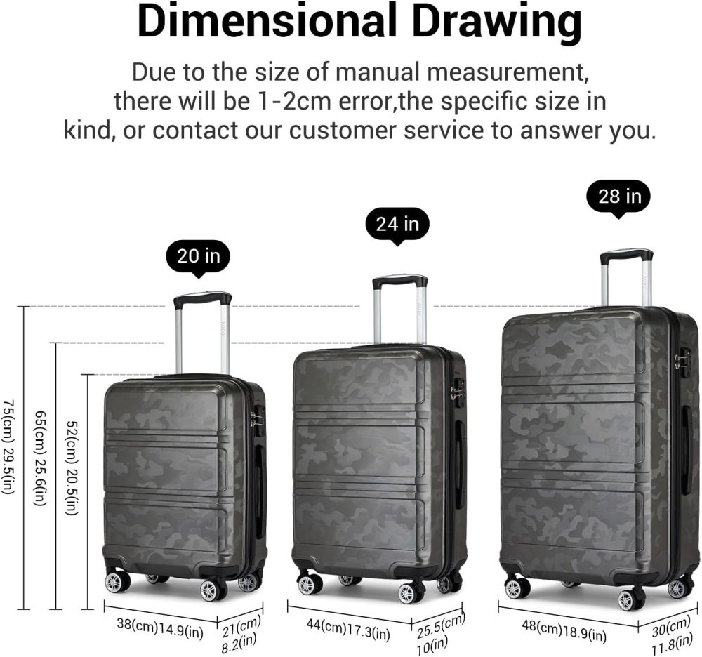 Kono Fashion Hand Luggage Lightweight ABS Hard Shell Trolley Travel Suitcase - Image 9