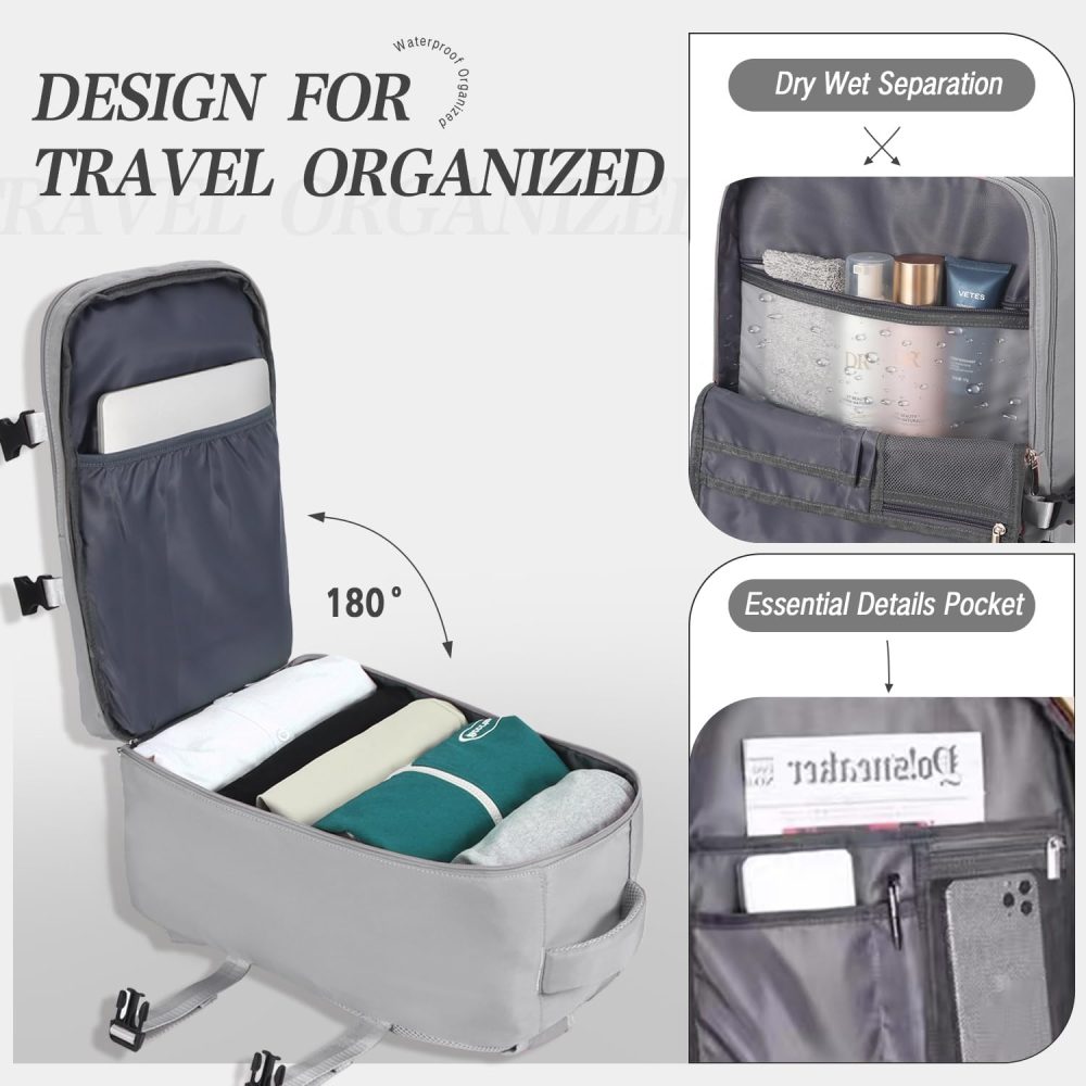xlodea for Ryanair Cabin Bags 40x20x25 Underseat Cabin Bag Carry-ons Hand Luggage Bag Travel Backpack Cabin Size for Ryanair Backpack with Charging Port, Trolley Sleeve, Anti Theft Pocket - Image 38