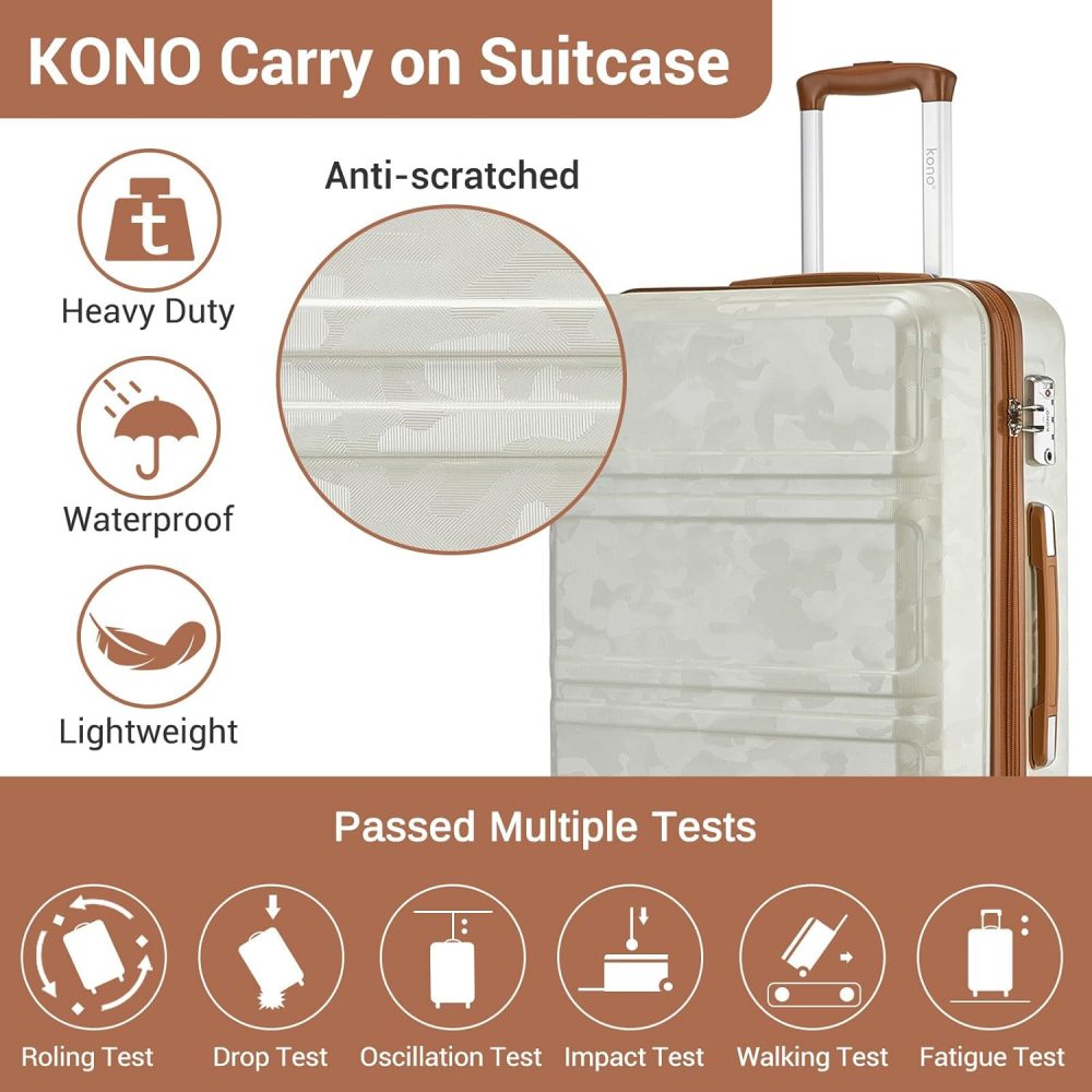 Kono Fashion Hand Luggage Lightweight ABS Hard Shell Trolley Travel Suitcase - Image 44