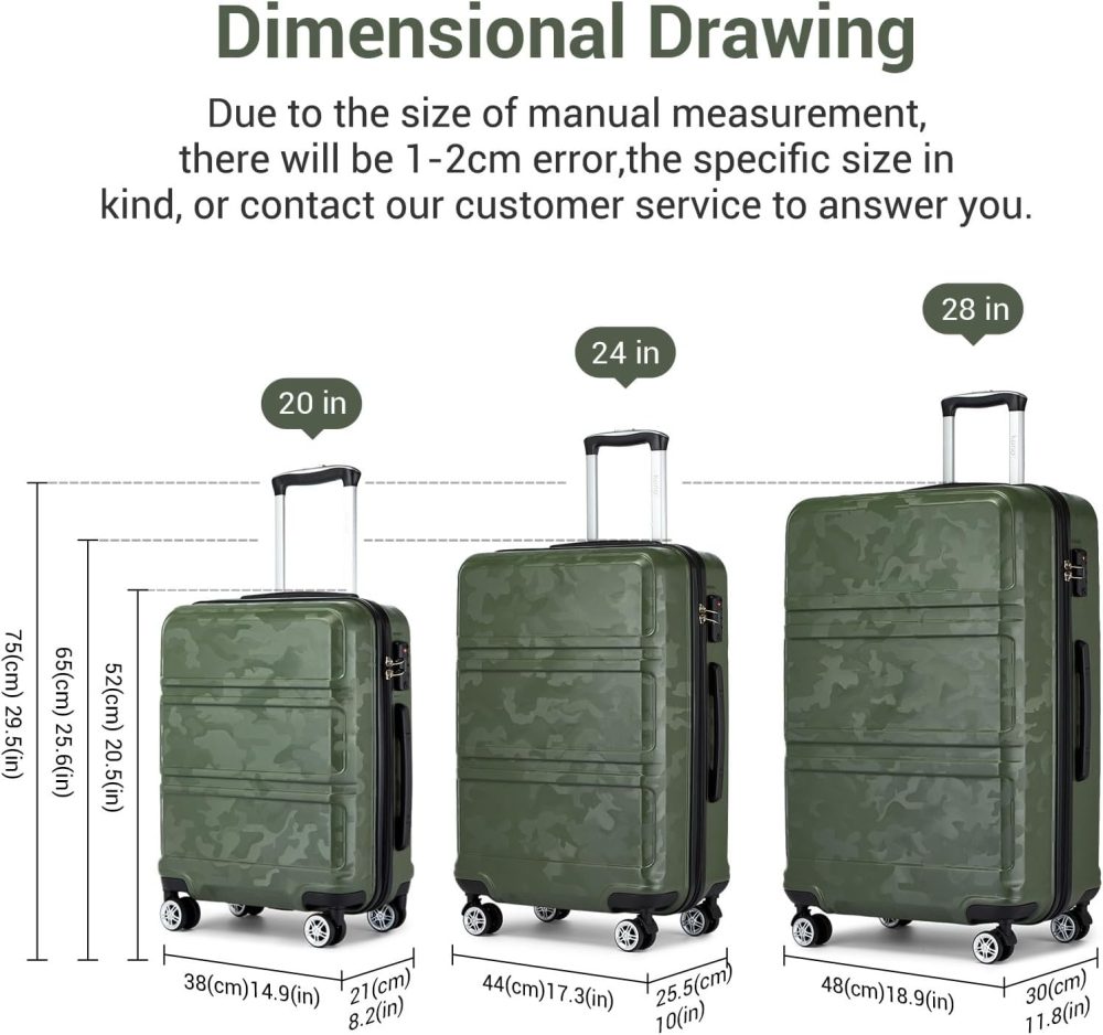 Kono Fashion Hand Luggage Lightweight ABS Hard Shell Trolley Travel Suitcase - Image 50