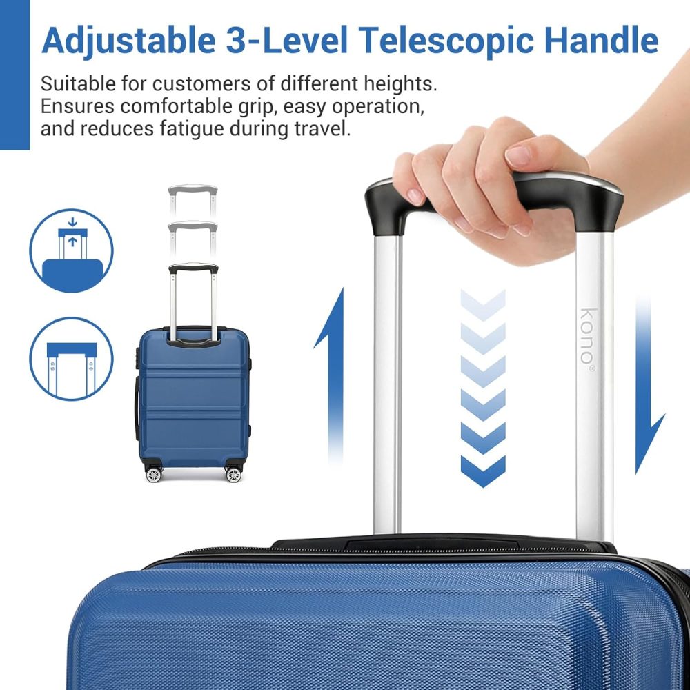 Kono Fashion Hand Luggage Lightweight ABS Hard Shell Trolley Travel Suitcase - Image 70