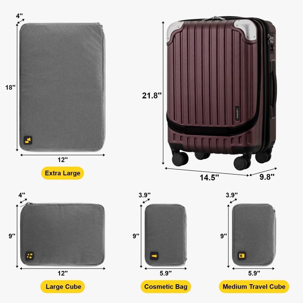 LEVEL8 Carry-on Suitcase 20-Inch with Laptop Compartment, Expandable Hand Luggage Case, ABS+PC Hardshell Spinner Trolley Lightweight 4 Wheels Cabin Size with TSA, Grey - Image 72