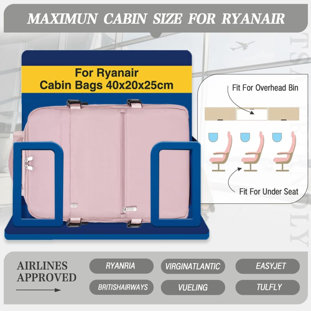 xlodea for Ryanair Cabin Bags 40x20x25 Underseat Cabin Bag Carry-ons Hand Luggage Bag Travel Backpack Cabin Size for Ryanair Backpack with Charging Port, Trolley Sleeve, Anti Theft Pocket - Image 10