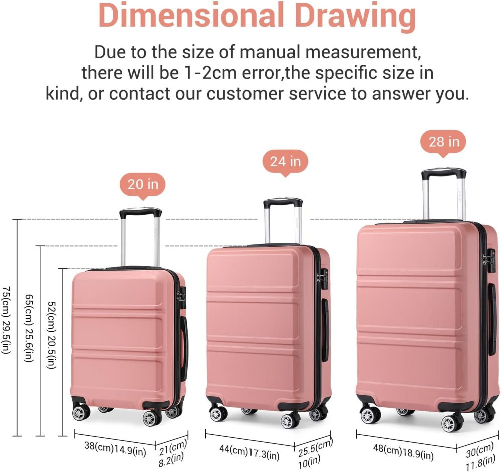 Kono Fashion Hand Luggage Lightweight ABS Hard Shell Trolley Travel Suitcase - Image 35