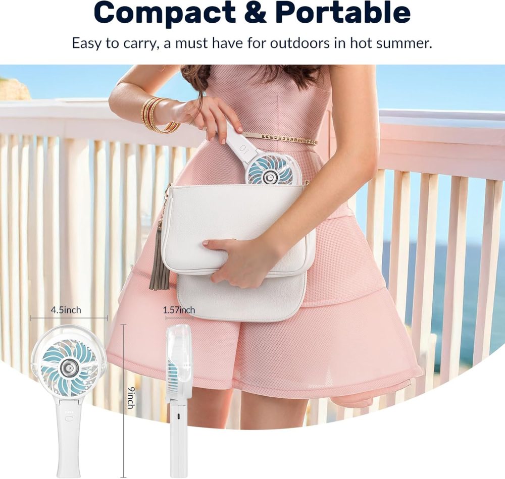 HandFan Upgraded Portable Handheld Misting Fan, Rechargeable Personal Mister Fan, Spray Water Mist Fans, Foldable Mini cooling Hand Fans for Summer Beach Travel Concerts, Gifts for Women(Royal Blue) - Image 29