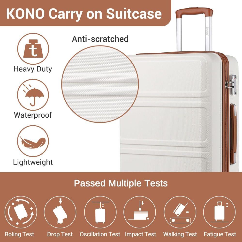 Kono Fashion Hand Luggage Lightweight ABS Hard Shell Trolley Travel Suitcase - Image 90