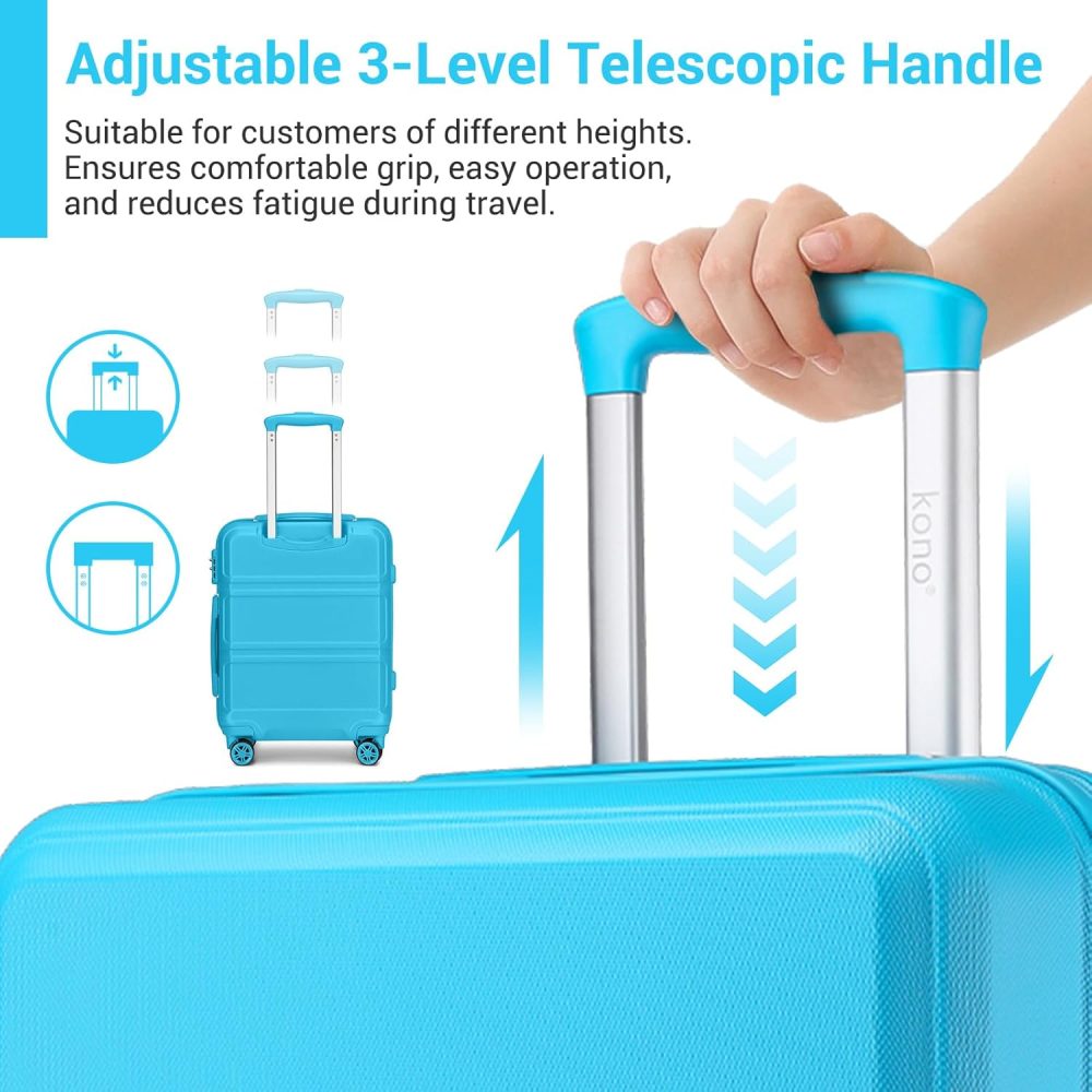 Kono Fashion Hand Luggage Lightweight ABS Hard Shell Trolley Travel Suitcase - Image 6