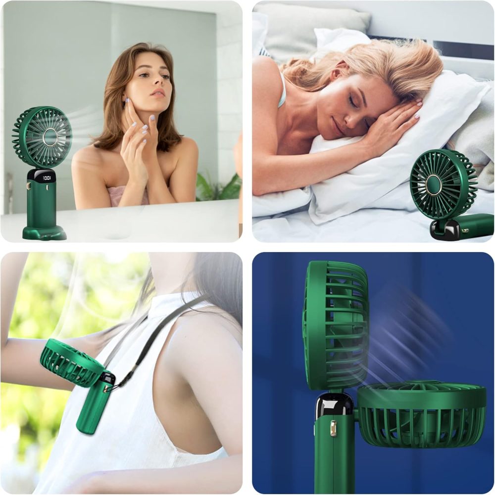 Jsdoin Hand Held Fan,Portable Handheld USB Rechargeable Fans with 5 Speeds,Battery Operated Mini Fan Foldable Desk Desktop Fans with LED Display for Home Office Bedroom Outdoor Travel (DarkBlue) - Image 33