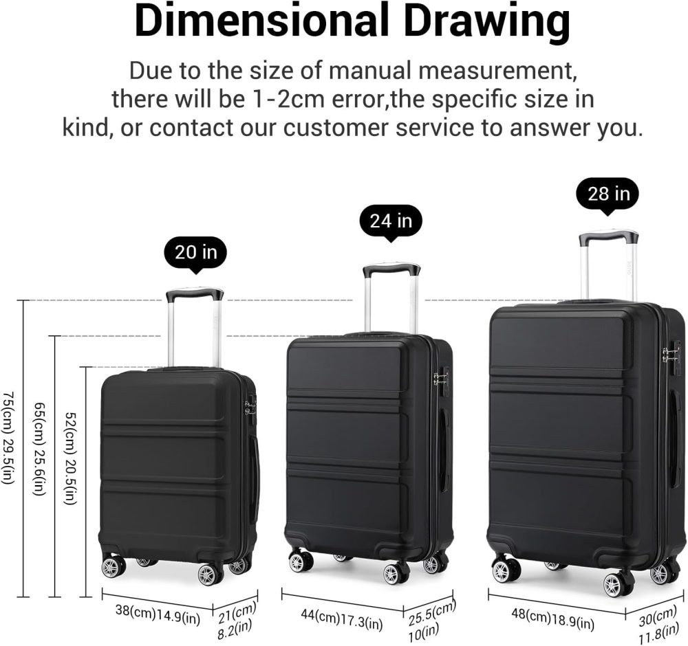 Kono Fashion Hand Luggage Lightweight ABS Hard Shell Trolley Travel Suitcase - Image 17