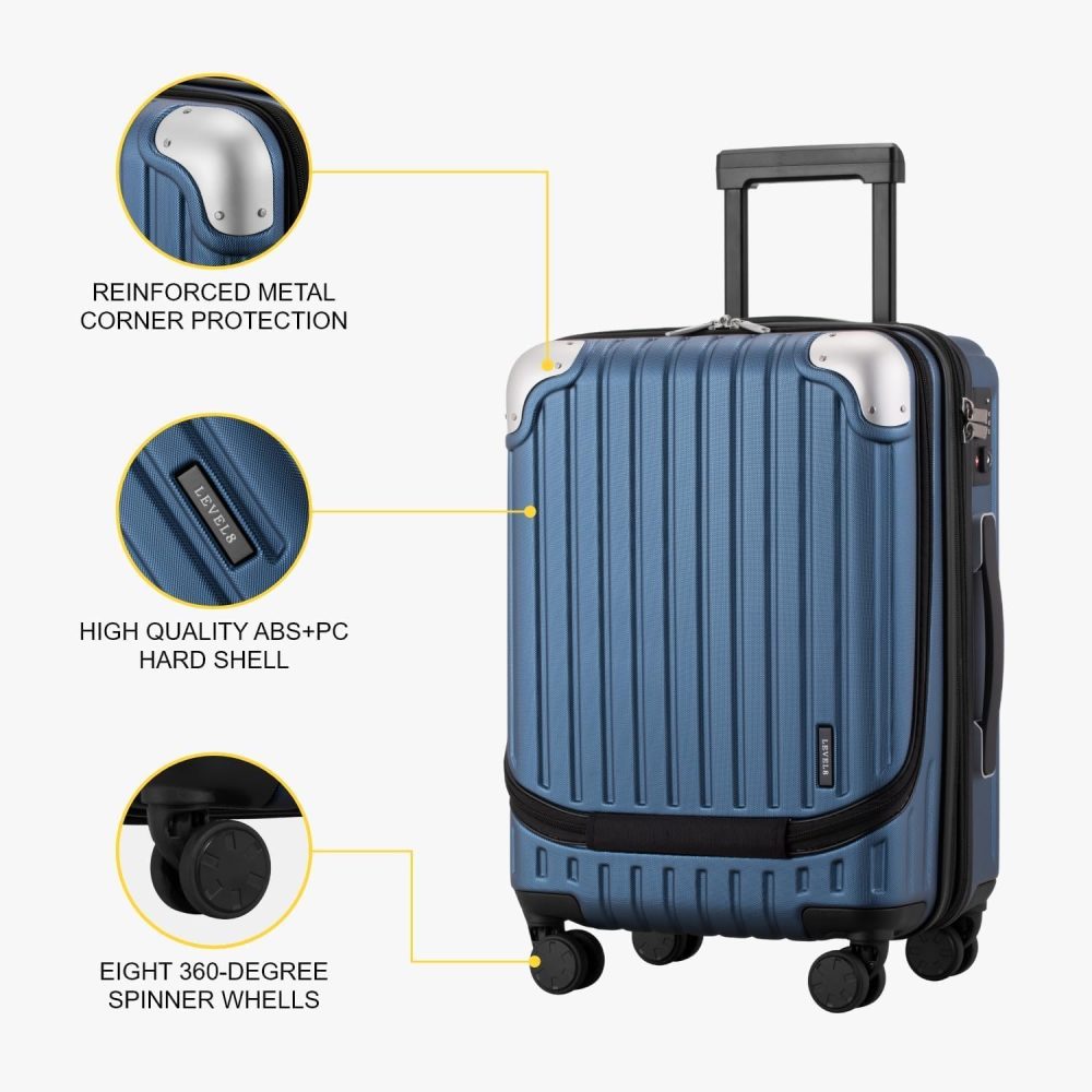 LEVEL8 Carry-on Suitcase 20-Inch with Laptop Compartment, Expandable Hand Luggage Case, ABS+PC Hardshell Spinner Trolley Lightweight 4 Wheels Cabin Size with TSA, Grey - Image 96
