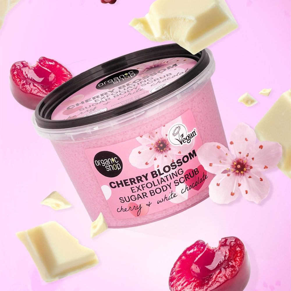 Organic Shop 250ml Body Scrub Skin Beauty Softening Cherry & Lime - Image 133