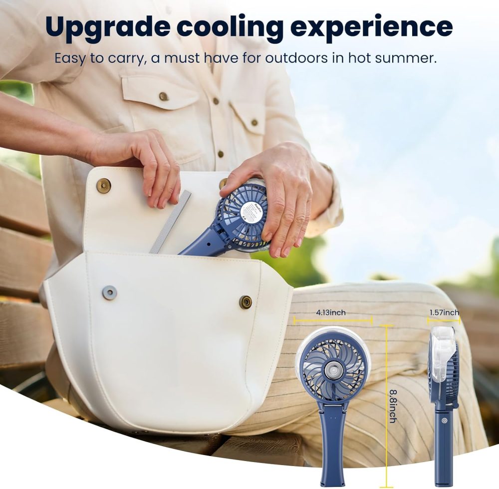 HandFan Upgraded Portable Handheld Misting Fan, Rechargeable Personal Mister Fan, Spray Water Mist Fans, Foldable Mini cooling Hand Fans for Summer Beach Travel Concerts, Gifts for Women(Royal Blue) - Image 71