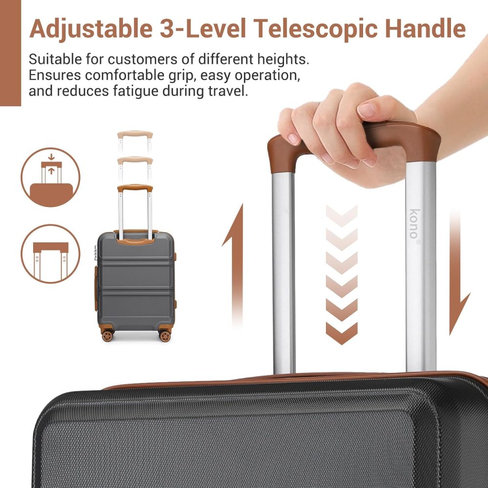 Kono Fashion Hand Luggage Lightweight ABS Hard Shell Trolley Travel Suitcase - Image 110