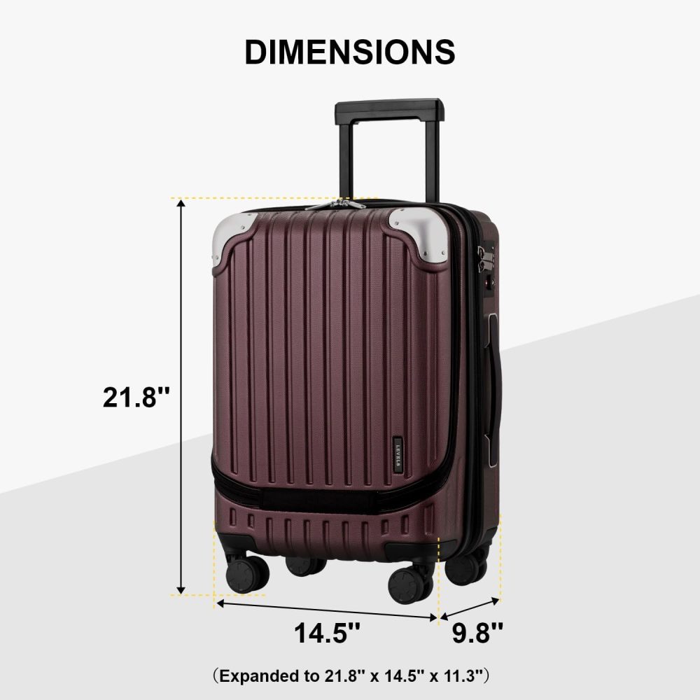 LEVEL8 Carry-on Suitcase 20-Inch with Laptop Compartment, Expandable Hand Luggage Case, ABS+PC Hardshell Spinner Trolley Lightweight 4 Wheels Cabin Size with TSA, Grey - Image 68