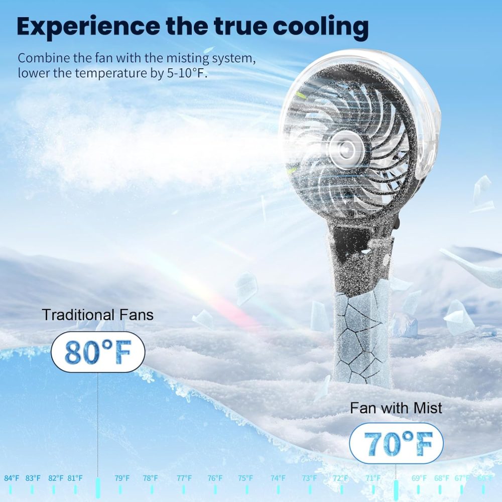 HandFan Upgraded Portable Handheld Misting Fan, Rechargeable Personal Mister Fan, Spray Water Mist Fans, Foldable Mini cooling Hand Fans for Summer Beach Travel Concerts, Gifts for Women(Royal Blue) - Image 74