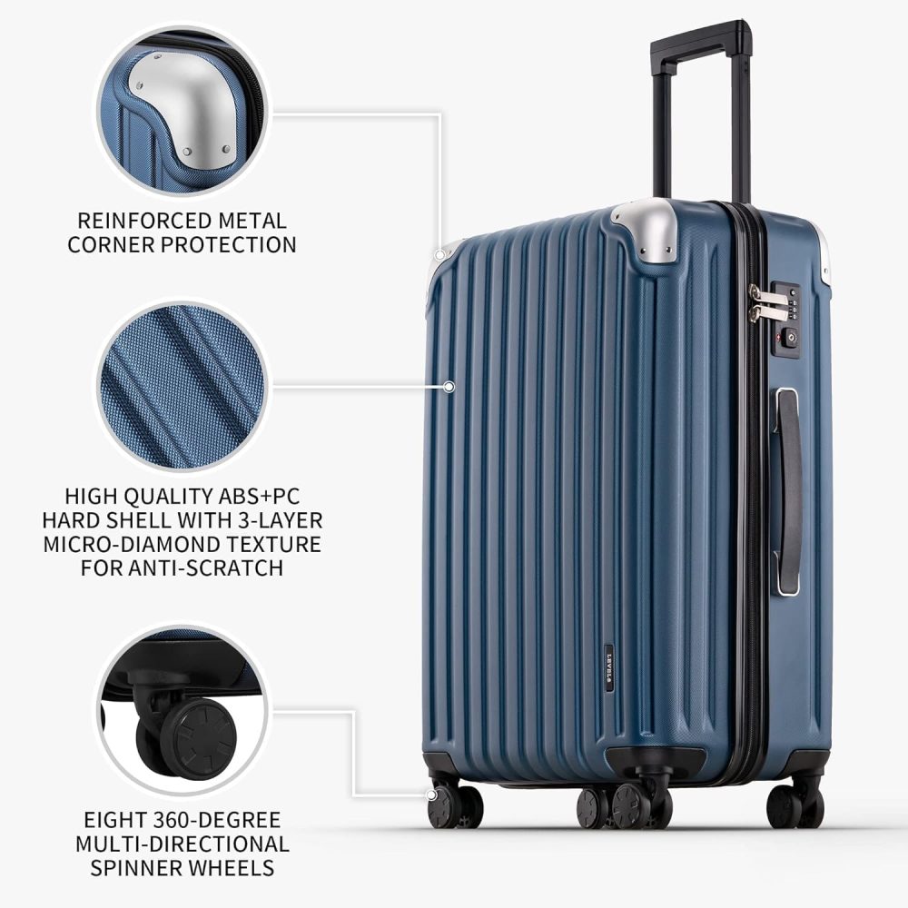 LEVEL8 Carry-on Suitcase 20-Inch with Laptop Compartment, Expandable Hand Luggage Case, ABS+PC Hardshell Spinner Trolley Lightweight 4 Wheels Cabin Size with TSA, Grey - Image 34