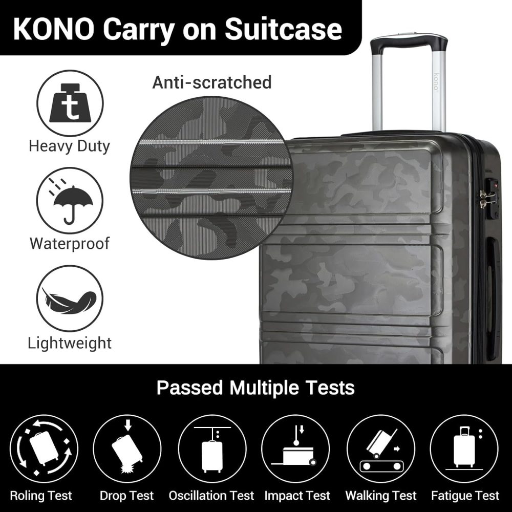Kono Fashion Hand Luggage Lightweight ABS Hard Shell Trolley Travel Suitcase - Image 10