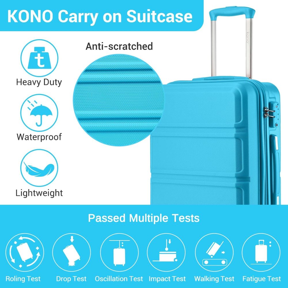 Kono Fashion Hand Luggage Lightweight ABS Hard Shell Trolley Travel Suitcase - Image 3